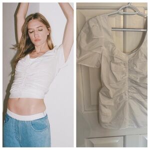 New! THAKOON Ruched Open Back Top White 45224